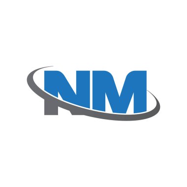 Initial letters NM, swoosh orbit ring logo, blue gray, vector template elements for business, company, creative industry
