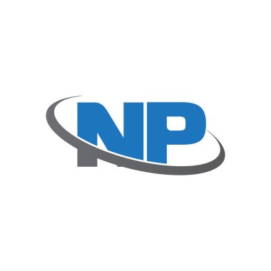 Initial letters NP, swoosh orbit ring logo, blue gray, vector template elements for business, company, creative industry