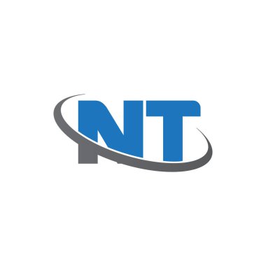 Initial letters NT, swoosh orbit ring logo, blue gray, vector template elements for business, company, creative industry