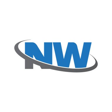 Initial letters NW, swoosh orbit ring logo, blue gray, vector template elements for business, company, creative industry