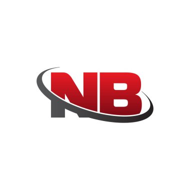 Initial letters NB, swoosh orbit ring logo, red gray black, vector template elements for business, company, creative industry
