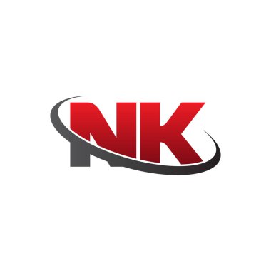 Initial letters NK, swoosh orbit ring logo, red gray black, vector template elements for business, company, creative industry