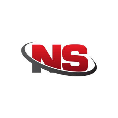 Initial letters NS, swoosh orbit ring logo, red gray black, vector template elements for business, company, creative industry