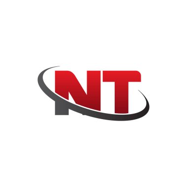 Initial letters NT, swoosh orbit ring logo, red gray black, vector template elements for business, company, creative industry