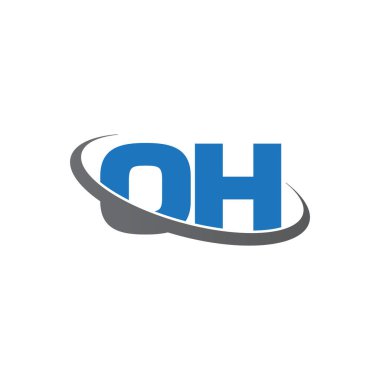 Initial letters OH, swoosh orbit ring logo, blue gray, vector template elements for business, company, creative industry