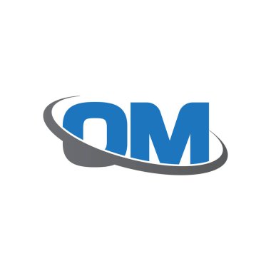 Initial letters OM, swoosh orbit ring logo, blue gray, vector template elements for business, company, creative industry