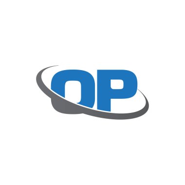 Initial letters OP, swoosh orbit ring logo, blue gray, vector template elements for business, company, creative industry