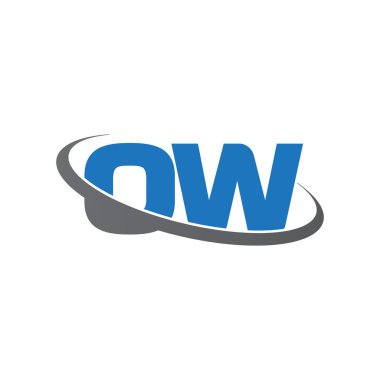 Initial letters OW, swoosh orbit ring logo, blue gray, vector template elements for business, company, creative industry