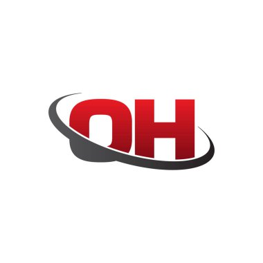Initial letters OH, swoosh orbit ring logo, red gray black, vector template elements for business, company, creative industry