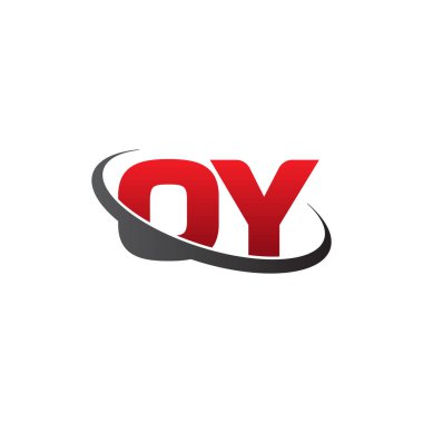 Initial letters OY, swoosh orbit ring logo, red gray black, vector template elements for business, company, creative industry