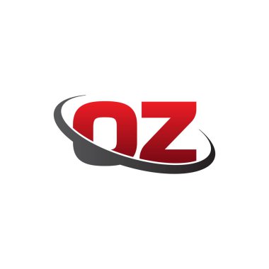 Initial letters OZ, swoosh orbit ring logo, red gray black, vector template elements for business, company, creative industry