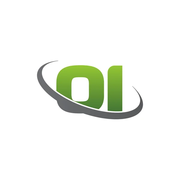 Initial Letters Swoosh Orbit Ring Logo Green Gray Silver Vector — Archivo Imágenes Vectoriales