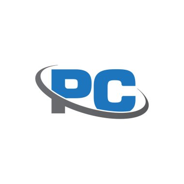 Initial letters PC, swoosh orbit ring logo, blue gray, vector template elements for business, company, creative industry