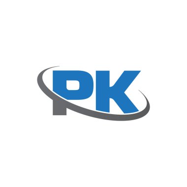 Initial letters PK, swoosh orbit ring logo, blue gray, vector template elements for business, company, creative industry
