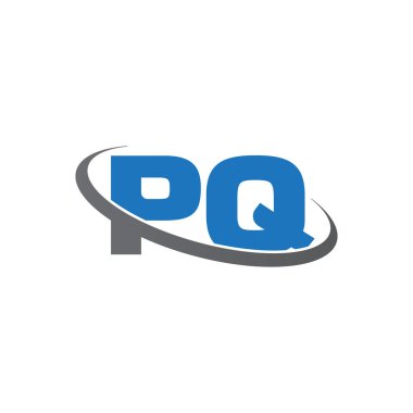 Initial letters PQ, swoosh orbit ring logo, blue gray, vector template elements for business, company, creative industry