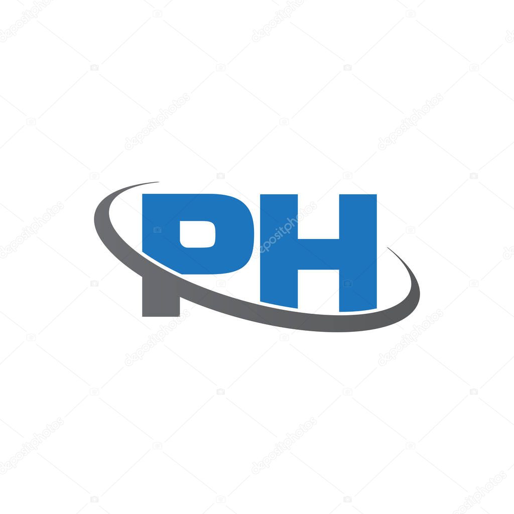 Initial letters PH, swoosh orbit ring logo, blue gray, vector template elements for business, company, creative industry