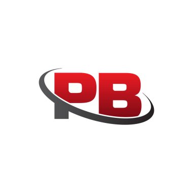 Initial letters PB, swoosh orbit ring logo, red gray black, vector template elements for business, company, creative industry