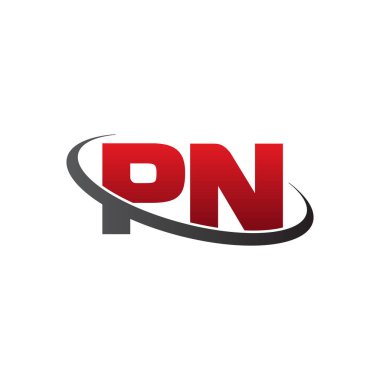 Initial letters PN, swoosh orbit ring logo, red gray black, vector template elements for business, company, creative industry