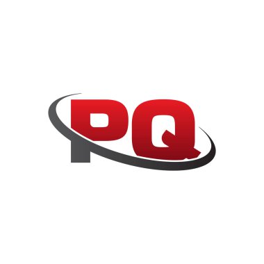 Initial letters PQ, swoosh orbit ring logo, red gray black, vector template elements for business, company, creative industry