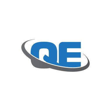 Initial letters QE, swoosh orbit ring logo, blue gray, vector template elements for business, company, creative industry