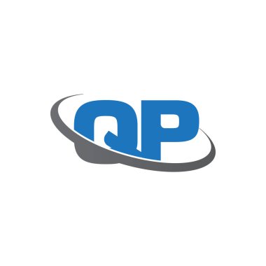 Initial letters QP, swoosh orbit ring logo, blue gray, vector template elements for business, company, creative industry