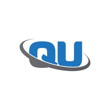 Initial letters QU, swoosh orbit ring logo, blue gray, vector template elements for business, company, creative industry