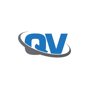 Initial letters QV, swoosh orbit ring logo, blue gray, vector template elements for business, company, creative industry