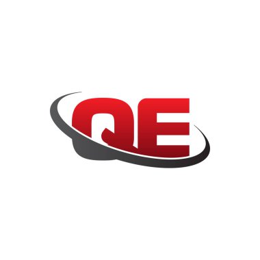 Initial letters QE, swoosh orbit ring logo, red gray black, vector template elements for business, company, creative industry