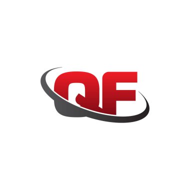 Initial letters QF, swoosh orbit ring logo, red gray black, vector template elements for business, company, creative industry