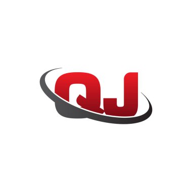 Initial letters QJ, swoosh orbit ring logo, red gray black, vector template elements for business, company, creative industry
