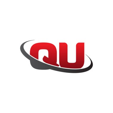 Initial letters QU, swoosh orbit ring logo, red gray black, vector template elements for business, company, creative industry