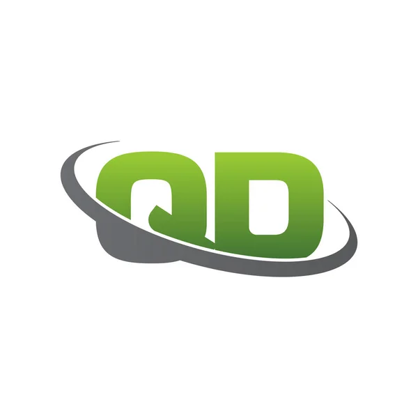 Initial Letters Swoosh Orbit Ring Logo Green Gray Silver Vector — Stockvector