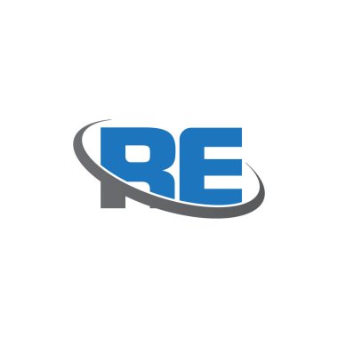 Initial letters RE, swoosh orbit ring logo, blue gray, vector template elements for business, company, creative industry