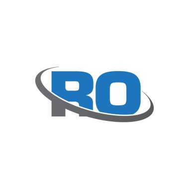 Initial letters RO, swoosh orbit ring logo, blue gray, vector template elements for business, company, creative industry