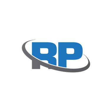 Initial letters RP, swoosh orbit ring logo, blue gray, vector template elements for business, company, creative industry