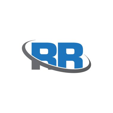 Initial letters RR, swoosh orbit ring logo, blue gray, vector template elements for business, company, creative industry