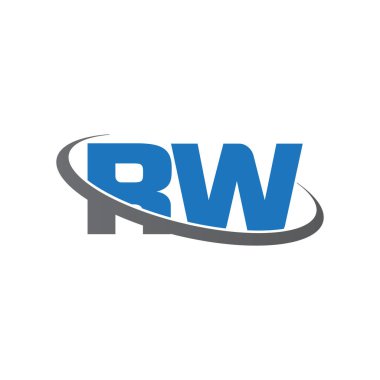 Initial letters RW, swoosh orbit ring logo, blue gray, vector template elements for business, company, creative industry