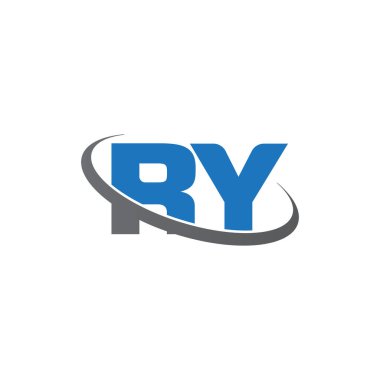 Initial letters RY, swoosh orbit ring logo, blue gray, vector template elements for business, company, creative industry