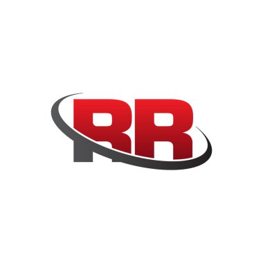 Initial letters RR, swoosh orbit ring logo, red gray black, vector template elements for business, company, creative industry
