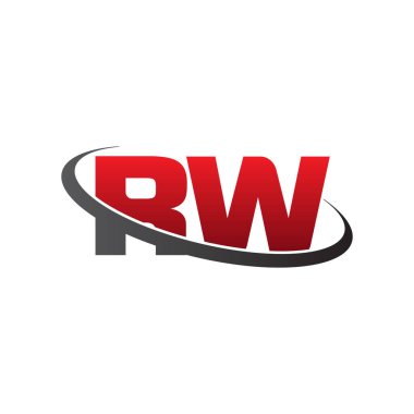 Initial letters RW, swoosh orbit ring logo, red gray black, vector template elements for business, company, creative industry