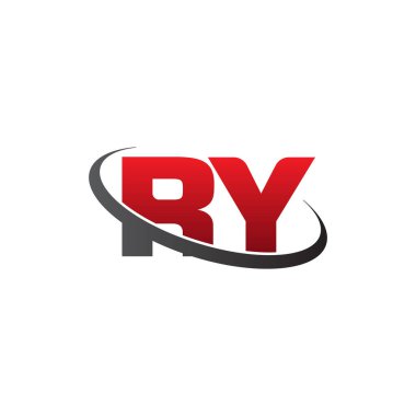 Initial letters RY, swoosh orbit ring logo, red gray black, vector template elements for business, company, creative industry