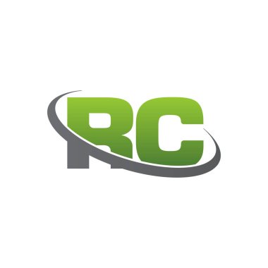 Initial letters RC, swoosh orbit ring logo, green gray silver, vector template elements for business, company, creative industry