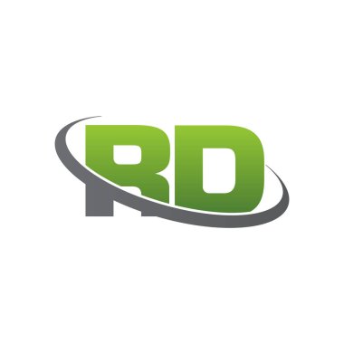 Initial letters RD, swoosh orbit ring logo, green gray silver, vector template elements for business, company, creative industry
