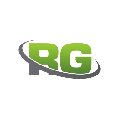 Initial letters RG, swoosh orbit ring logo, green gray silver, vector template elements for business, company, creative industry