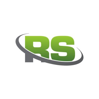 Initial letters RS, swoosh orbit ring logo, green gray silver, vector template elements for business, company, creative industry