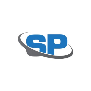 Initial letters SP, swoosh orbit ring logo, blue gray, vector template elements for business, company, creative industry