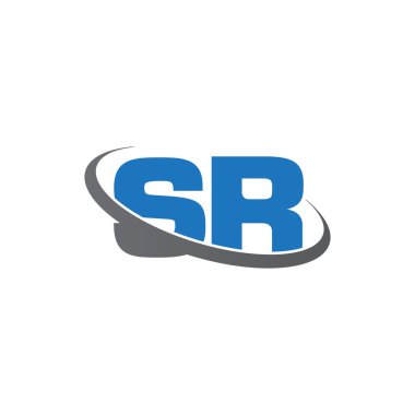 Initial letters SR, swoosh orbit ring logo, blue gray, vector template elements for business, company, creative industry