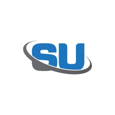 Initial letters SU, swoosh orbit ring logo, blue gray, vector template elements for business, company, creative industry