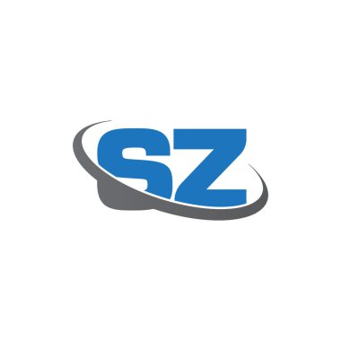 Initial letters SZ, swoosh orbit ring logo, blue gray, vector template elements for business, company, creative industry