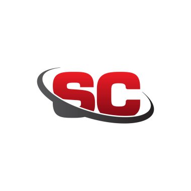 Initial letters SC, swoosh orbit ring logo, red gray black, vector template elements for business, company, creative industry